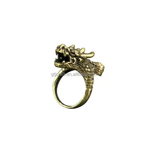 Оптом CA328 винтажное креативное Латунное мужское кольцо дракона из чистой меди твердое властное мини-кольцо с головой дракона