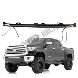 MAICTOP Car Accessories 4x4 Front Hood Trims Led Insert Steel Grill Strip Bar Yellow Lights For Tundra 2014 - 2021