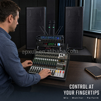 Système de sonorisation professionnel, pack avec deux enceintes de 15 pouces, microphones sans fil, table de mixage audio et amplificateur de puissance pour scène, spectacle