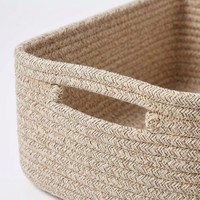 Panier de rangement rectangulaire en corde de coton tressée, petit organisateur de bureau pour tiroir de placard, articles divers et cosmétiques, vente en gros