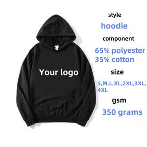 Sweat à capuche personnalisé avec logo, automne/hiver, polyester/coton, vente en gros, 350 g/m², sweats à capuche pour couples - Sweats à capuche et sweat-shirts pour hommes grandes tailles - Product Image 3