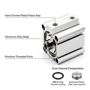 Cylindre pneumatique fin en alliage d'aluminium série CQ2B, double action, <span class=keywords><strong>tige</strong></span> de piston en acier inoxydable, alésage 12-80 mm, course 5-100 mm - Product Image 2