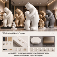 Statue d'ours polaire en résine haut de gamme avec haut-parleur Bluetooth, figurine décorative pour hall d'hôtel