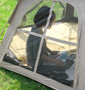 Tenda da Campeggio Esagonale in Gomma Nera per Esterni, 2-in-1 Portatile, Impermeabile e Resistente, <span class=keywords><strong>Set</strong></span> Completo per Campeggio Notturno - Product Image 4