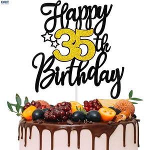 Adornos para Pastel de <span class=keywords><strong>Cumpleaños</strong></span> Número <span class=keywords><strong>19</strong></span>, Reutilizables, Lindos, Negros y Dorados con Brillantina, Ecológicos, para Fiestas de <span class=keywords><strong>Cumpleaños</strong></span> y Aniversarios - Product Image 5