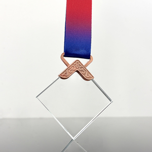 Rhombus Form Kristall medaille Gold und Silber Bronze MEDAILLEN mit Band MH-MJ0265 - Product Image 4