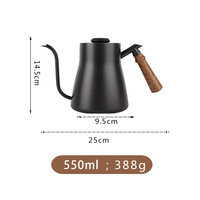 Carafe à café en acier inoxydable grande capacité avec bec long, théière à café à versement progressif avec thermomètre et poignée en bois