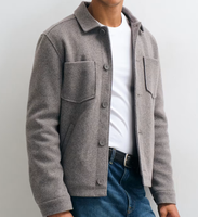 Veste surchemise vintage en laine pour homme avec col montant et doublure en cachemire