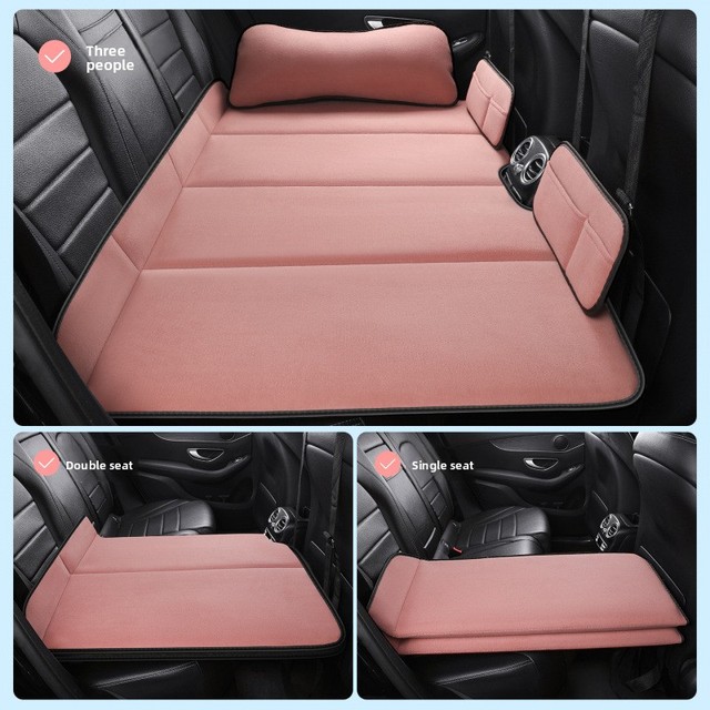 Car Rear Seat Sleeping Pad Foldable Air-Free Single-sided Backseat Travel Bed Sedan SUV Self-Drive Portable Mattress Beige