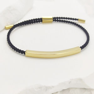 Personalized DIY Laser Engraving Blank Stainless Steel Curved Tube bar Bracelet Adjustable Rope Bracelet Couple Bracelet - Product Image 5