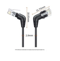 Kabel Ethernet OEM 360 Rotating Elbow Cat8 40Gbps 2000MHz RJ45 Sudut Kanan dengan Tembaga Bebas Oksigen PVC untuk Laptop