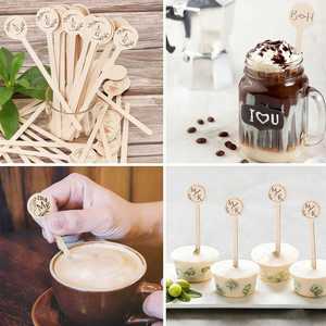 Bâtonnets à café en bois pour mariage, agitateurs à café personnalisés gravés avec noms et date, bâtonnets à cocktail en bois - Product Image 3