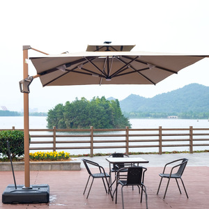 Factory High Quality Aluminum Outdoor Cantilever Roman <strong>Parasol</strong> <strong>with</strong> Led <strong>Light</strong> Modern Waterproof Windproof Patio Umbrella Base - Product Image 2