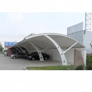 New Product Durable Curved PVDF Car Parking Tent Shed Roofing Carport Tensile Membrane Structure Outdoor Parking Shade Garage