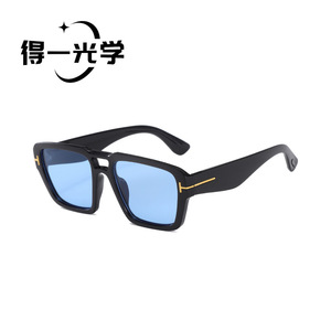 Letter T <b>Sunglasses</b> Black Pc Frame Uv400 Retro Style Unisex - Product Image 4