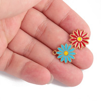 Liontin Kalung Gelang DIY Pembuatan Perhiasan Berbahan Baja Anti Karat Lapis Emas 18K dengan Enamel Bunga Daisy Lucu untuk Anak-Anak