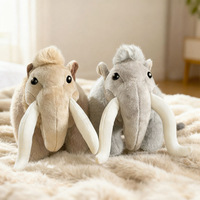 Boneka Mammoth Wol Berbulu 2 Warna Grosir, Boneka Gajah Prasejarah Lembut, Logo Kustom Seri Dinosaurus, Suvenir