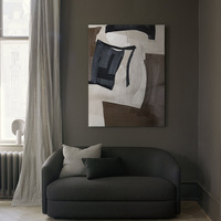 Peinture à l'huile abstraite moderne noir et blanc, cadre mural, grande peinture décorative faite à la main pour la décoration de la maison