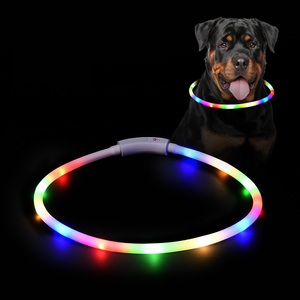 USB قابلة لإعادة الشحن سيليكون LED Pet طوق متوهج 4 وضع الإضاءة Cuttable 6-8h بطارية متعددة الألوان عاكس للماء الكلب الحيوان - Product Image 1