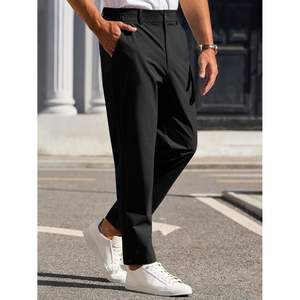 2025 Men's Slim Fit Dress Pants Casual Elastic Waist Tapered <b>Work</b> Cropped <b>Trousers</b> with Stretch for Golf - Product Image 4