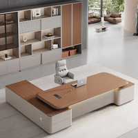 Bureau de direction de luxe en forme de L en MDF, style simple, pour PDG, table de réunion de direction