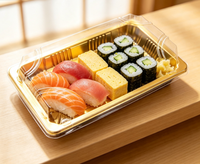 Barquette jetable en plastique PET Bingo HYX 1102 pour sushis avec couvercle transparent anti-buée, boîte alimentaire de qualité alimentaire pour plats à emporter