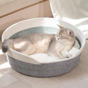 <span class=keywords><strong>Panier</strong></span>-lit surélevé pour chat avec coussin, lit pour animaux de compagnie mignon pour chats et chiens d'intérieur, adapté aux chatons, pour chats moyens/grands, cadeau pour toutes les saisons - Product Image 1