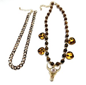 工厂批发新款豹纹珠链项链牛邪眼吊饰项链嘻哈风格珠宝礼物日常佩戴 - Product Image 6