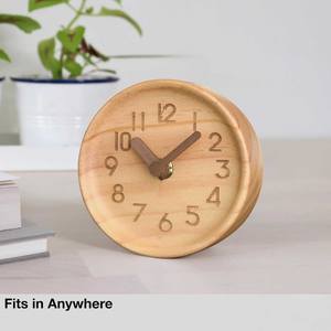 Reloj de Escritorio Silencioso de Madera de Pino Personalizado, Reloj de Pared/Mesa Analógico sin Tictac, Funciona con Batería, para Decoración del Hogar u Oficina, Fácil de Leer - Product Image 2