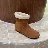 Sepatu Bot Wanita, Sepatu Bot Suede Datar, Sepatu Bot Vintage Korea, Sepatu Bot Pendek Warna Solid, Sepatu Bot Pendek Kasual Wanita Musim Panas.