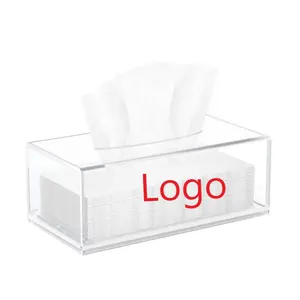 Özel şeffaf doku kutusu ile logo toptan akrilik doku kutu tutucu