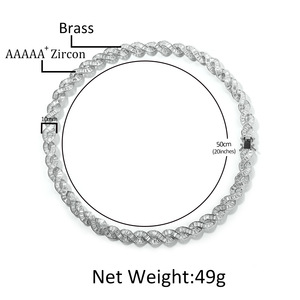 Collar de espiral de latón con engaste de canal de 10 mm y circonitas cúbicas 5A en forma de baguette, joyería hip hop única para mujeres y hombres - Product Image 2