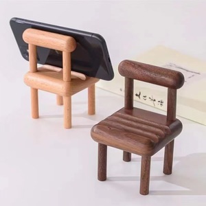 Wooden Phone Holder Mini Chair Desk <b>Stand</b> Portable <b>Desktop</b> Decoration - Product Image 2