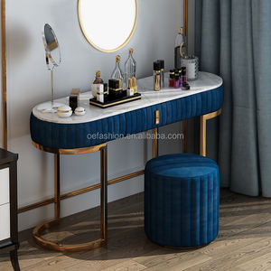 OE-FASHION Coiffeuse élégante de style victorien moderne de couleur bleue - Product Image 1