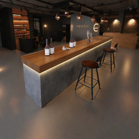 Comptoir de bar industriel moderne en bois gris pour bars à thé au lait/café/vin, bureaux de caisse, capacité 2-3 personnes, marque Yimutang