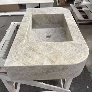 Lavabo di Lusso Tajmahal in Quarzite Naturale, Lavandino da Parete per Bagno di Hotel e Villa - Product Image 1