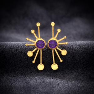 Pendientes de Plata 925 con Amatista Hidro para Mujer/Niña, Pendientes de Latón Hechos a Mano, Pendientes con Piedras Preciosas - Product Image 3