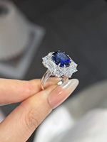 Nouvelle Arrivée Bague de Luxe en Or Blanc 18K avec Saphir de Laboratoire Pierre Principale 7.55ct Poids Total 9.58g Coupe Ovale Pierres Latérales Bijou Cadeau