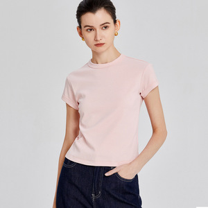 Camiseta Básica Elástica para Mujer, 94% Algodón, 6% Elastano, Ajustada, con Logotipo Personalizado - Product Image 2