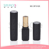 Tube à lèvres vide noir simple et fin de 12,7 mm, conteneur pour rouge à lèvres, emballage cosmétique