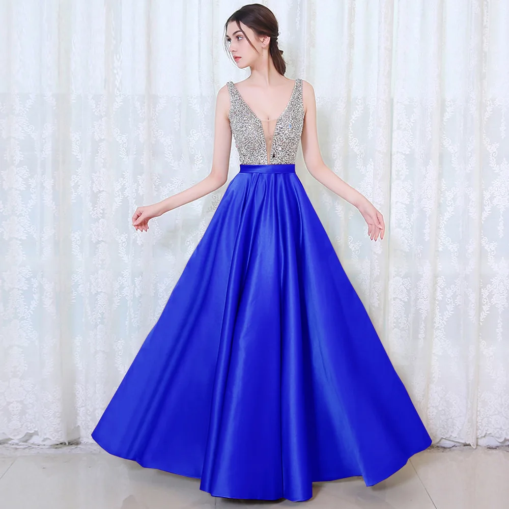 Shop Our Crystal Chiffon Deep V Neck Party Dress Collection