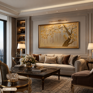 Arte Mural HALO Vietnam Gold Leaf Art Deco, Pintura de Lámina Metálica Hecha a Mano, Lujo, OEM ODM, Multipieza, para Proyectos de Hoteles, Villas y Oficinas - Product Image 5