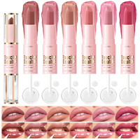 Rouge à lèvres double embout avec fixateur de rouge à lèvres, ensemble de maquillage pour les lèvres 2-en-1 finition mate ou brillante, couleur hydratante longue tenue
