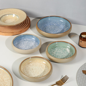 Fresh Ins Style Cute Ceramic Solid Pattern Tableware Macaron Color Sala Paglio Soup Plate Creative High-value Western Plate - Product Image 2