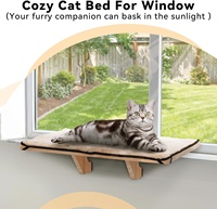 Luxe Classique Chat Fenêtre Lit Hamac Moderne Carré Bois Sans Fil Monté Conception Solide Seuil Porte Cave Cadre Chat Lit pour Fenêtre