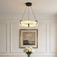Lustre de salon MEEROSEE, luminaire de luxe pour villa duplex, élégant et haut de gamme, imitation marbre, anneau lumineux rond MD88308