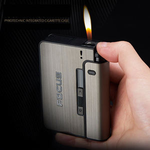 KY promotionnel <span class=keywords><strong>pas</strong></span> <span class=keywords><strong>cher</strong></span> Focus 10 pièces Vintage étanche en aluminium Portable étui à cigarettes avec briquet à gaz - Product Image 1