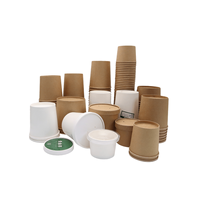 Récipients en papier Kraft pour crème glacée, gobelets en papier jetables pour soupe chaude, bol en papier Kraft avec couvercles