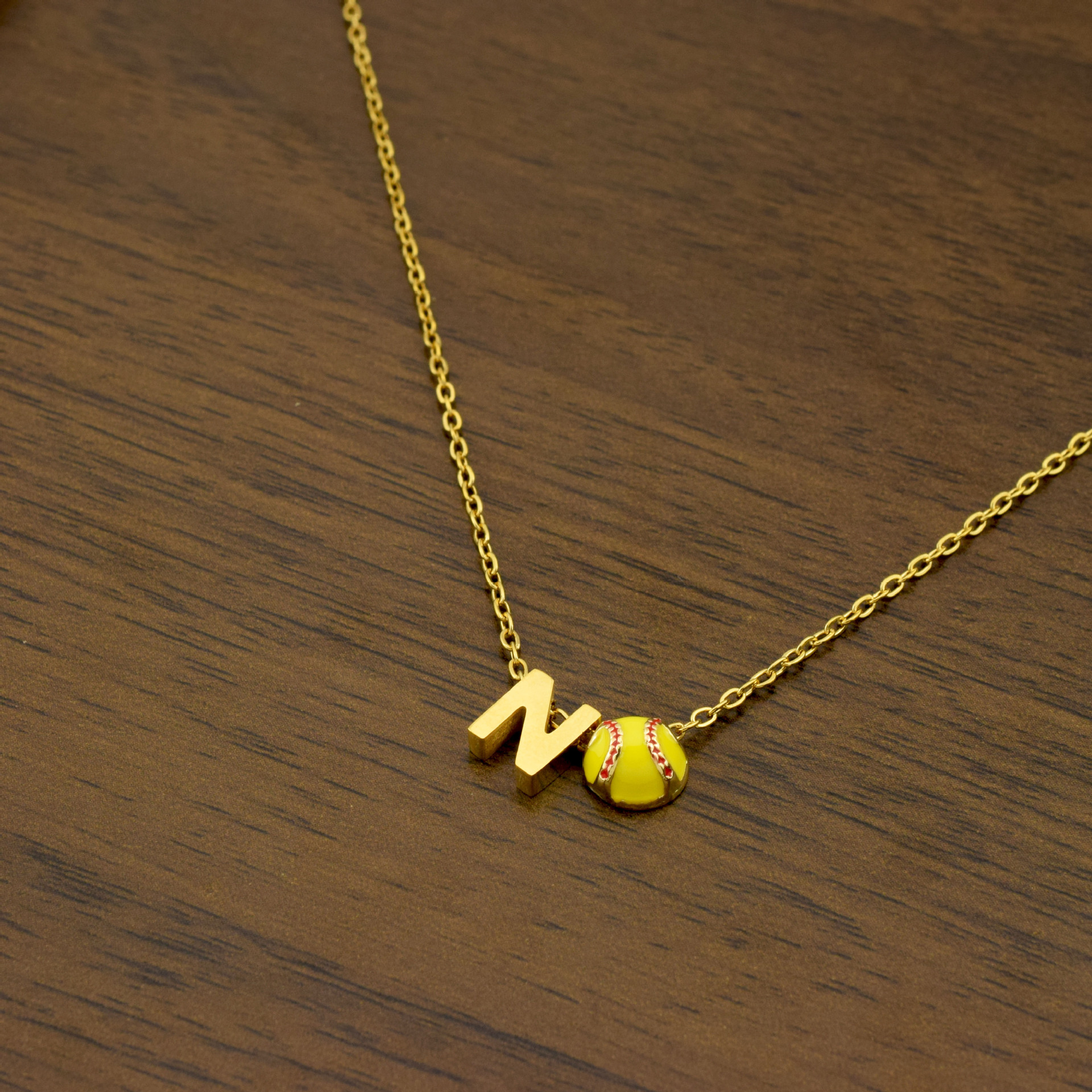 Collier lettre n en or 2160, barre de 457CM