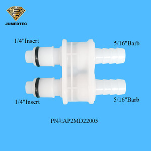 Acetal de 1/4 "Apagado Inserto macho en línea Acoplamientos rápidos Desconexión rápida Acoplamientos de doble puerto Conector de manguera Doble - Product Image 3